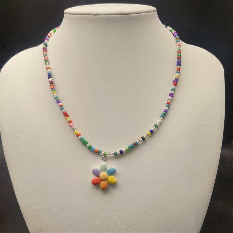 Childlike Cartoon Cute Children's Rainbow Love Clavicle Chain Dopamine Necklace