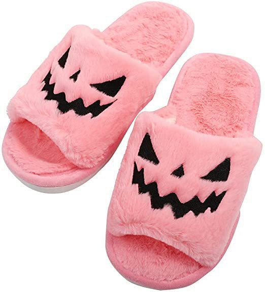 Zapatos de Halloween Zapatillas de casa cálidas y lindas de invierno para mujer