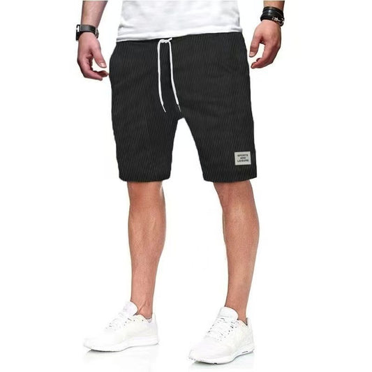 Pure Color Tied Sports Pants Corduroy Simple Shorts