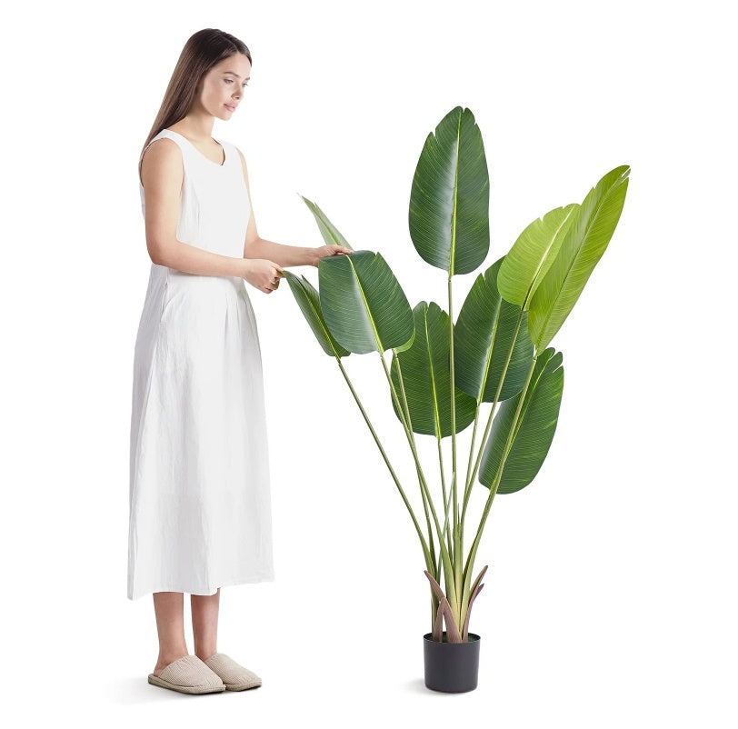 Artificial Birds Of Paradise Tree, 5 FT Tall Faux Plant, PE Material & Anti-Tip Tilt Protection Low-Maintenance Plant, Lifelike Green Fake Tree For Home Office Warehouse Decor Indoor Outdoor*Shipping to US only