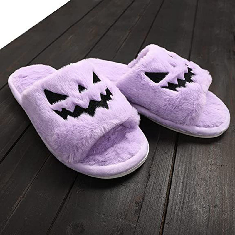 Zapatos de Halloween Zapatillas de casa cálidas y lindas de invierno para mujer