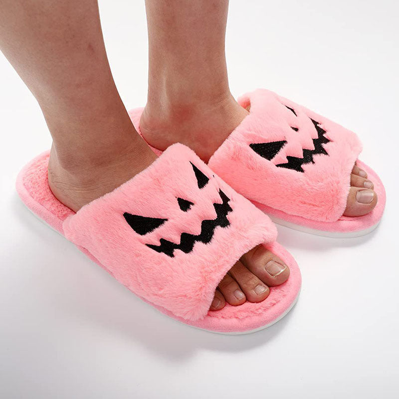 Zapatos de Halloween Zapatillas de casa cálidas y lindas de invierno para mujer