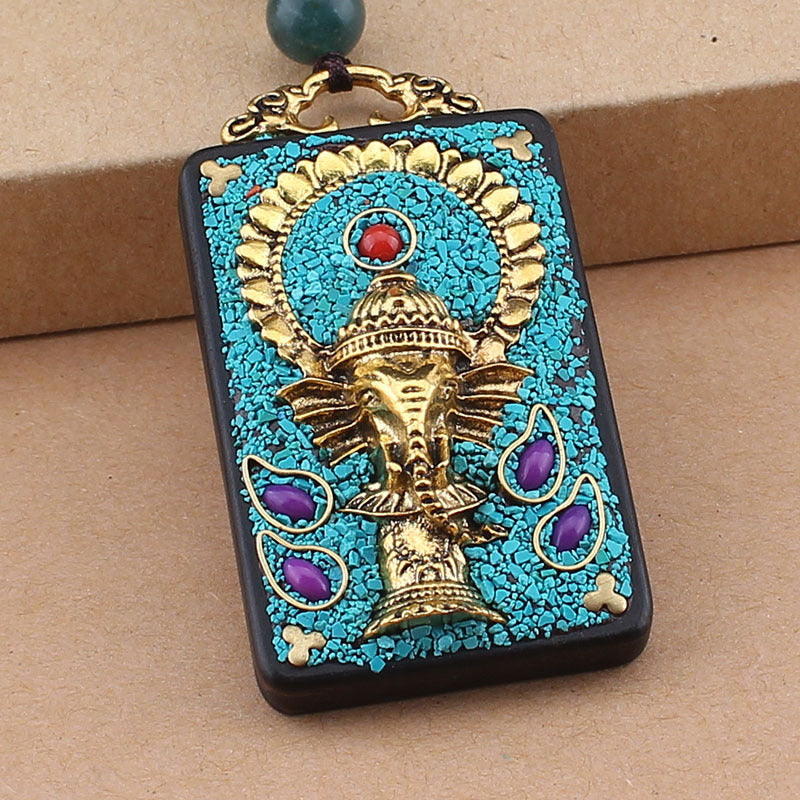 Ethnic Style Hand-Made Thangka Ebony Pendant