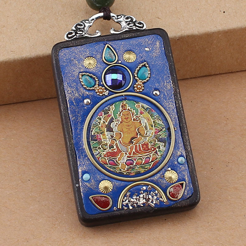 Ethnic Style Hand-Made Thangka Ebony Pendant