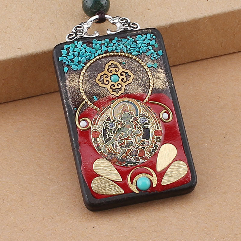 Ethnic Style Hand-Made Thangka Ebony Pendant