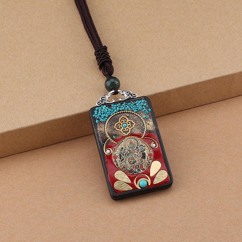 Ethnic Style Hand-Made Thangka Ebony Pendant