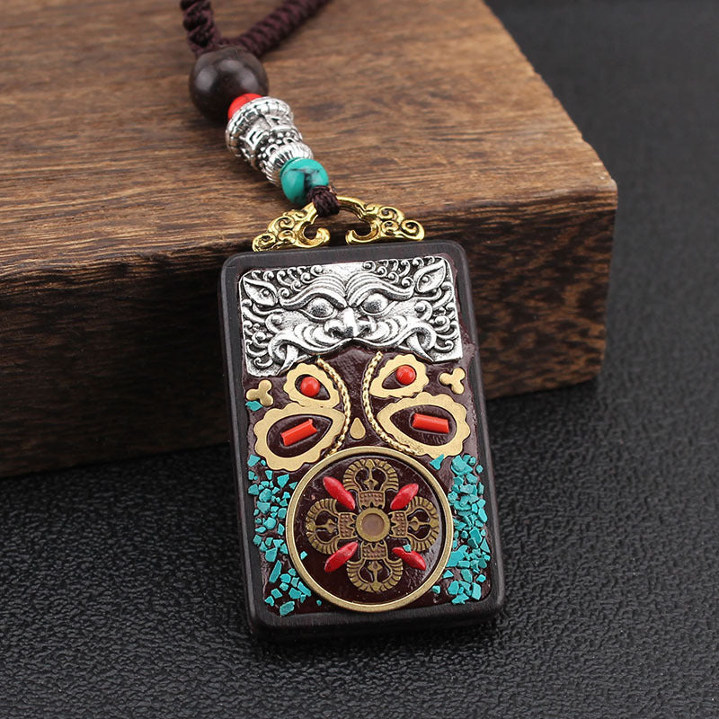 Ethnic Style Hand-Made Thangka Ebony Pendant