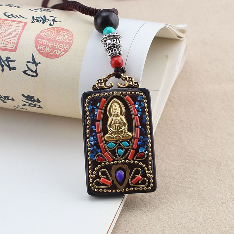 Ethnic Style Hand-Made Thangka Ebony Pendant