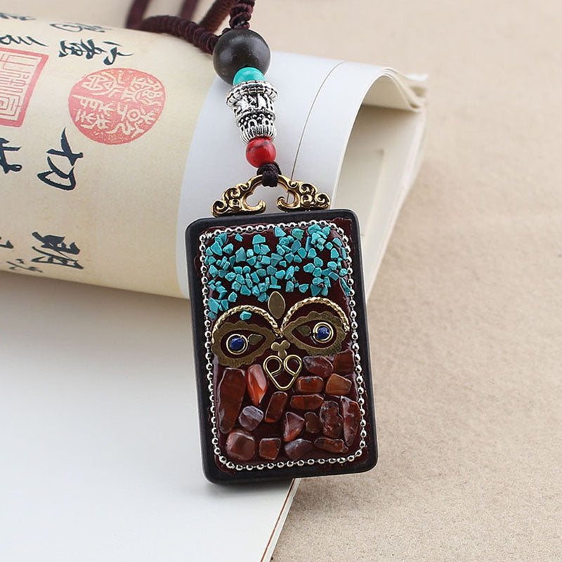 Ethnic Style Hand-Made Thangka Ebony Pendant