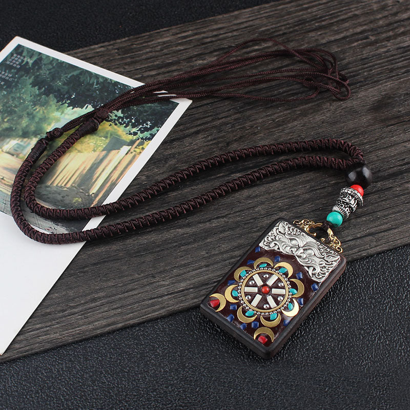 Ethnic Style Hand-Made Thangka Ebony Pendant