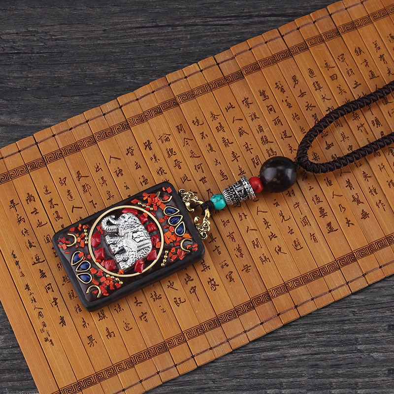 Ethnic Style Hand-Made Thangka Ebony Pendant