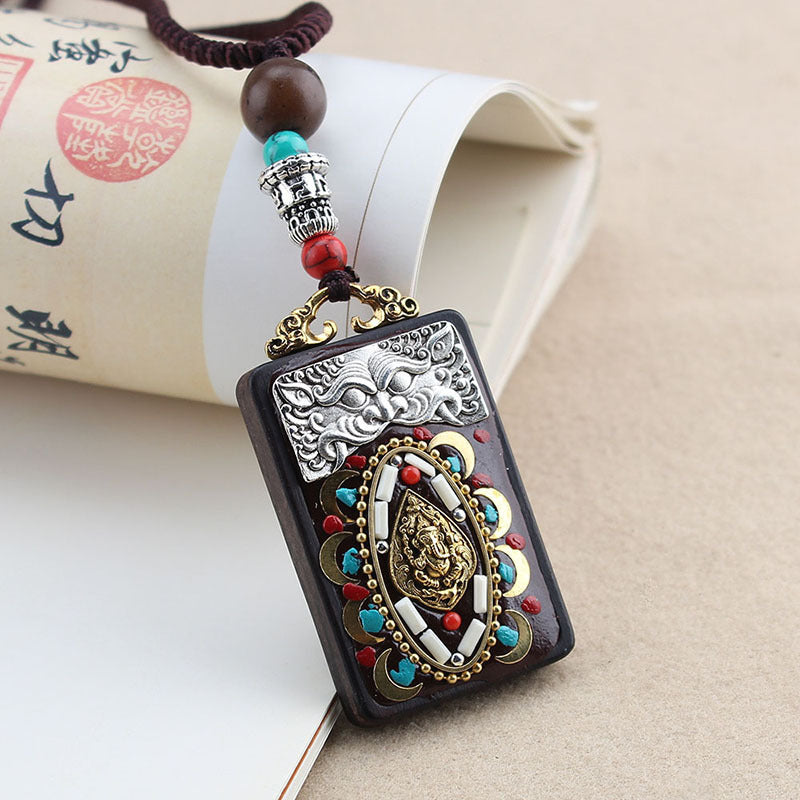 Ethnic Style Hand-Made Thangka Ebony Pendant