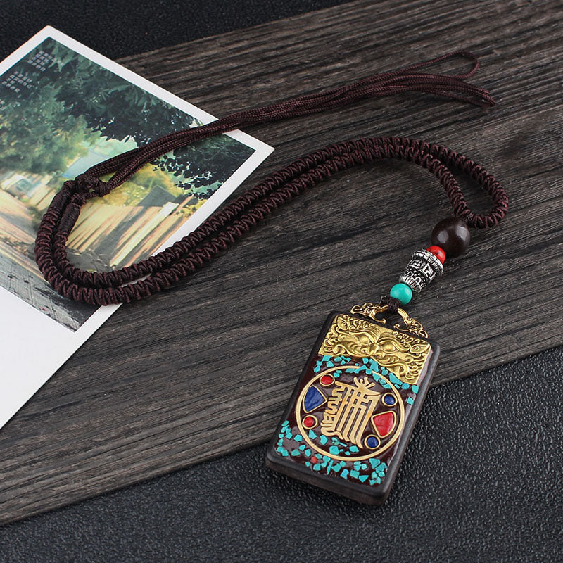 Ethnic Style Hand-Made Thangka Ebony Pendant