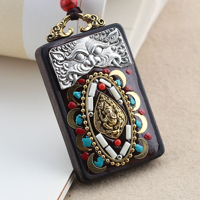 Ethnic Style Hand-Made Thangka Ebony Pendant