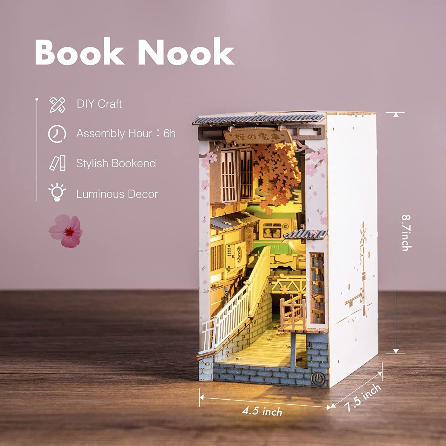 Robotime Rolife Book Nooks Series Stories In Books 4 Kinds DIY Wooden Miniature House Furniture Sakura Densya TGB01 Dropshipping*Shipping to US only