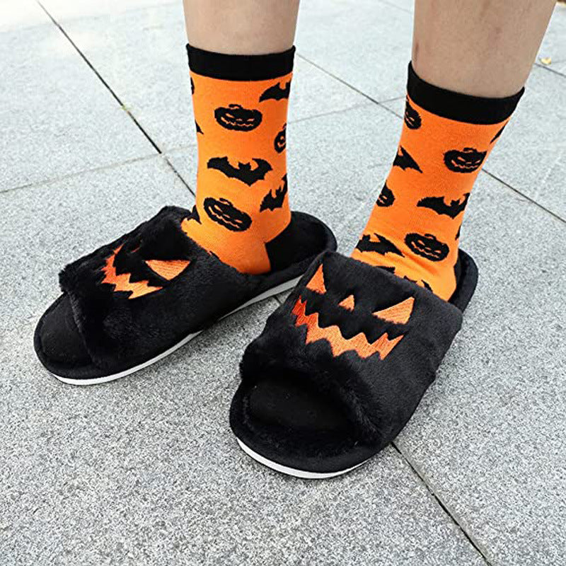 Zapatos de Halloween Zapatillas de casa cálidas y lindas de invierno para mujer