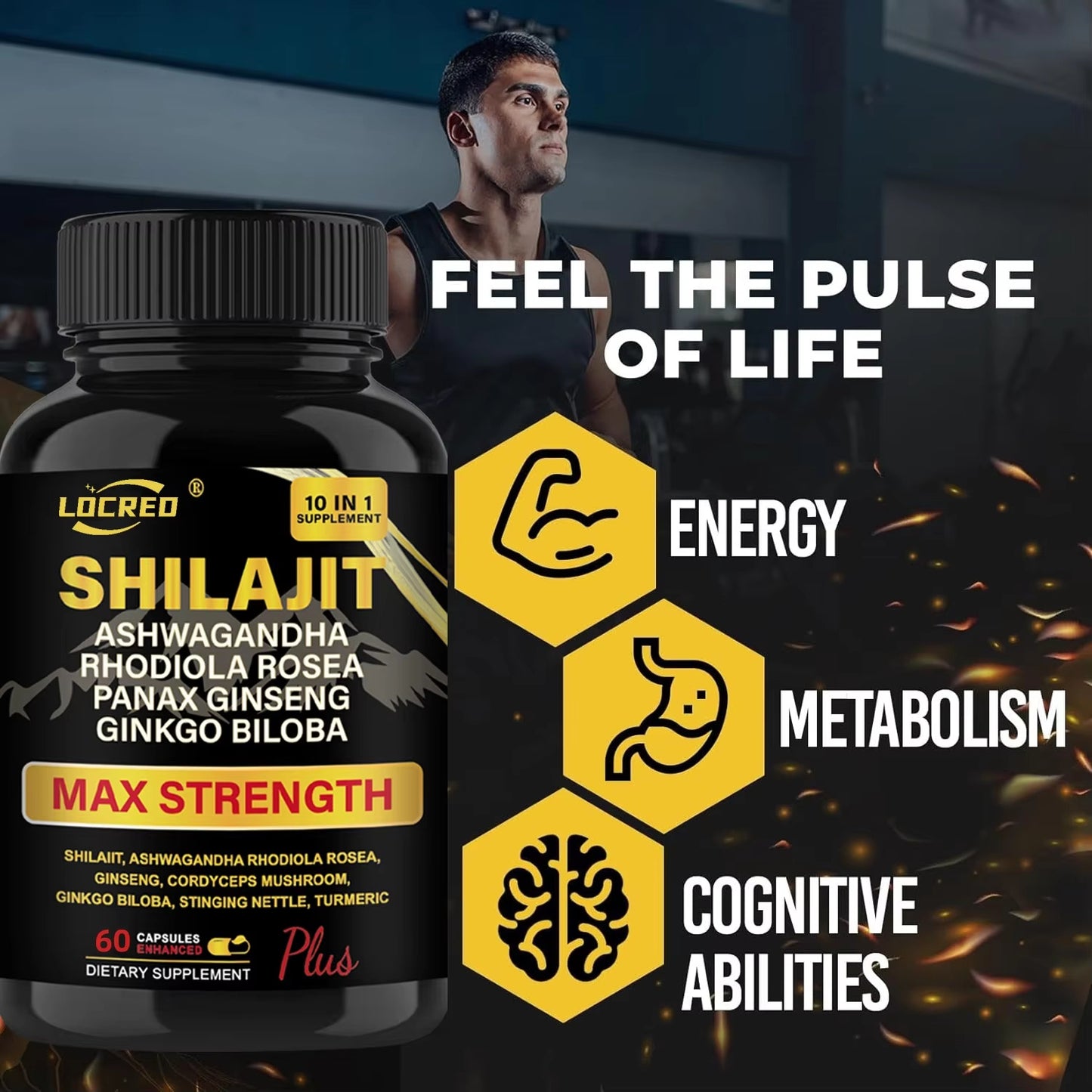 Shilajit Capsules Ashwagandha Extra Strength Dietary Supplement 60 Capsules*Shipping to US only