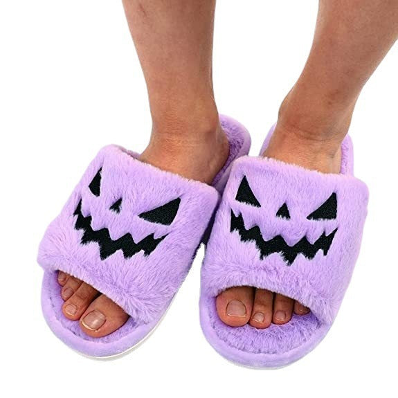 Zapatos de Halloween Zapatillas de casa cálidas y lindas de invierno para mujer