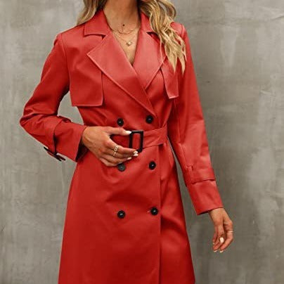 European And American Autumn Women's Double Breasted Fashion Casual Trench Coat