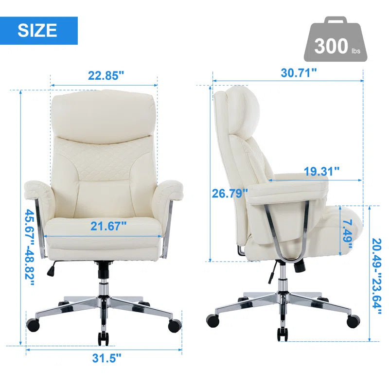 Silla de oficina ejecutiva de piel sintética Callem de 350 libras con base resistente y cojín de asiento de gran tamaño