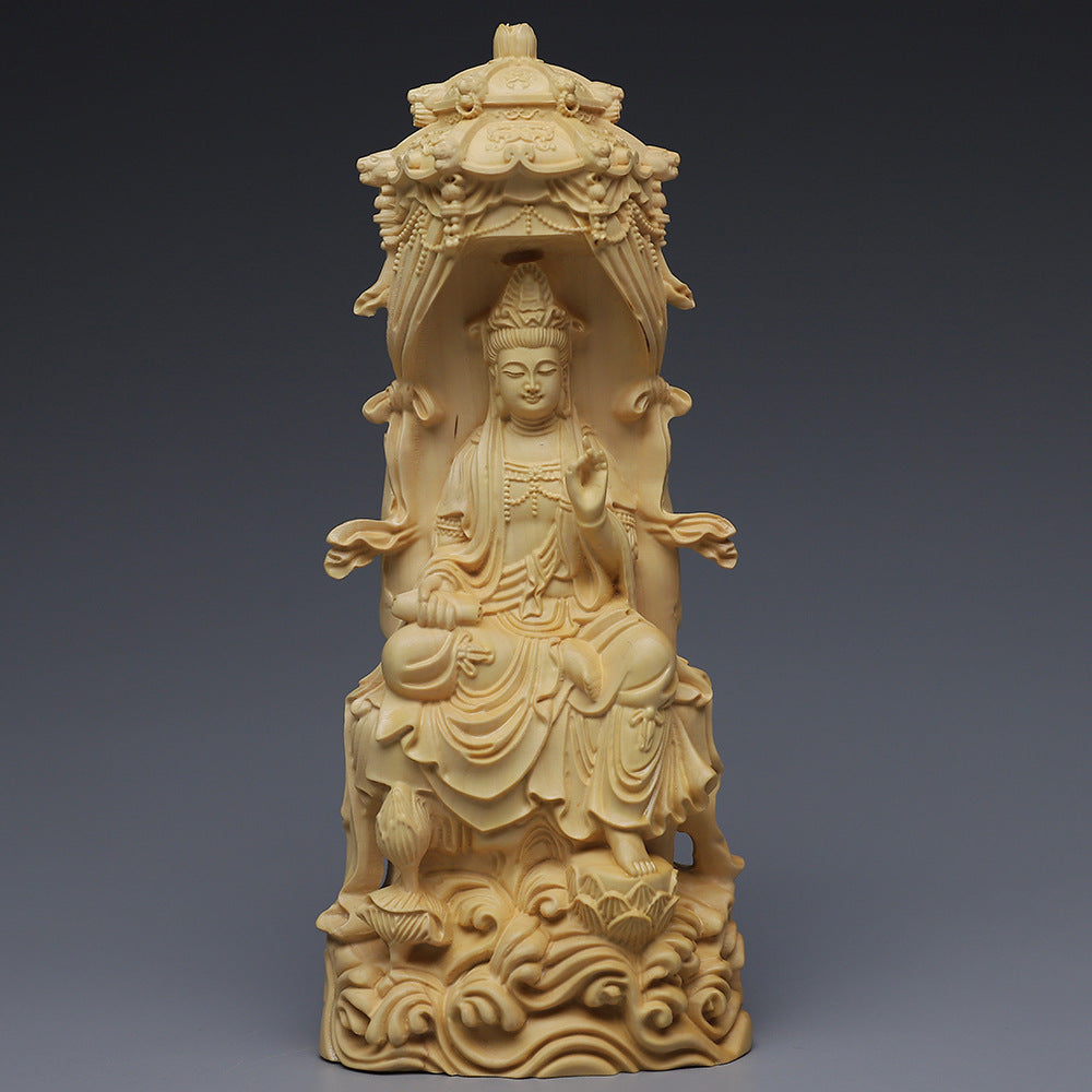 Guanyin Boxwood Pagoda Guanyin Ornaments Buddhist Writing Handicrafts