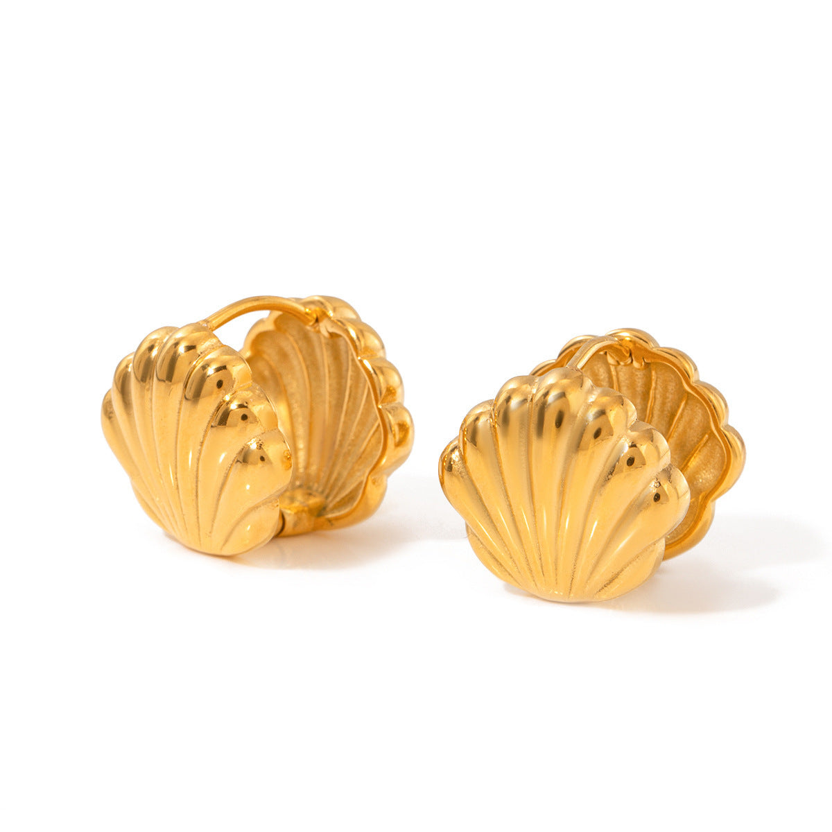 18K Gold Stainless Steel Double-sided Small Shell Earrings European And American Non-fading Anti Allergy Jewelry