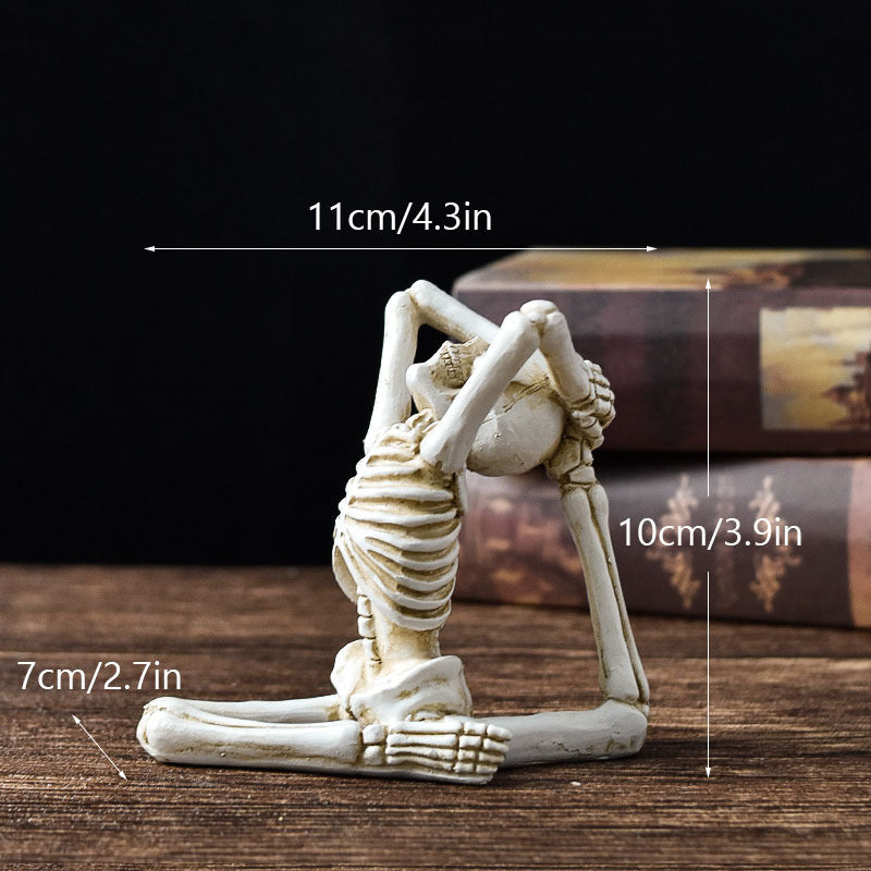 Halloween Horror Desktop Decoration Resin Ornaments Feature Modeling Yoga Skull Skeleton