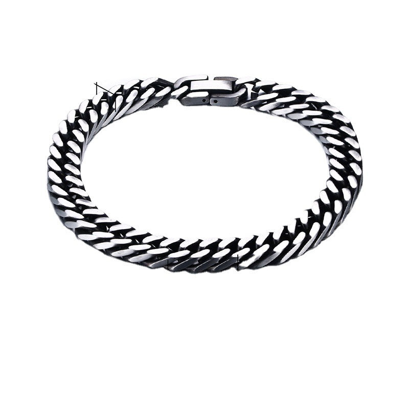 Vintage Men's Bracelet Simple High Quality Versatile Personality Cuban Bracelet Men's European Hip Hop Titanium Steel Bracelet