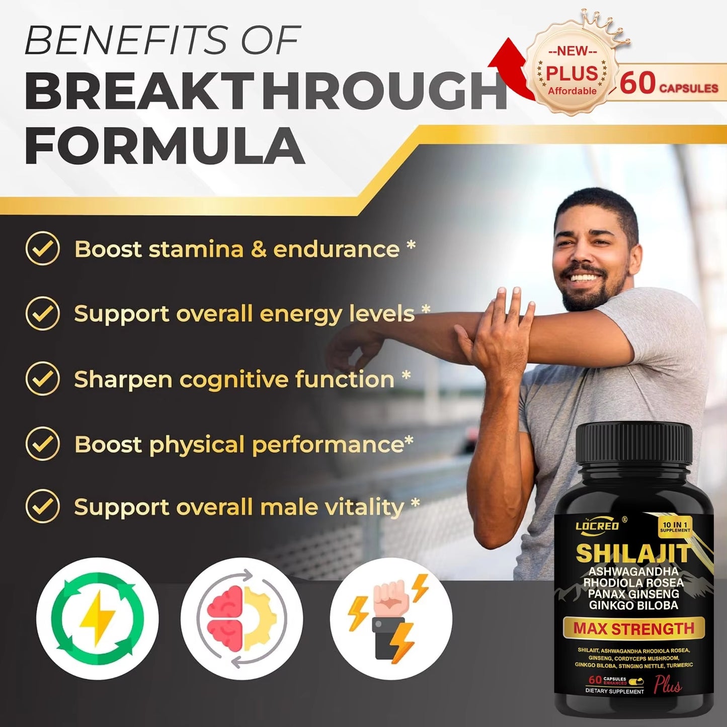 Shilajit Capsules Ashwagandha Extra Strength Dietary Supplement 60 Capsules*Shipping to US only