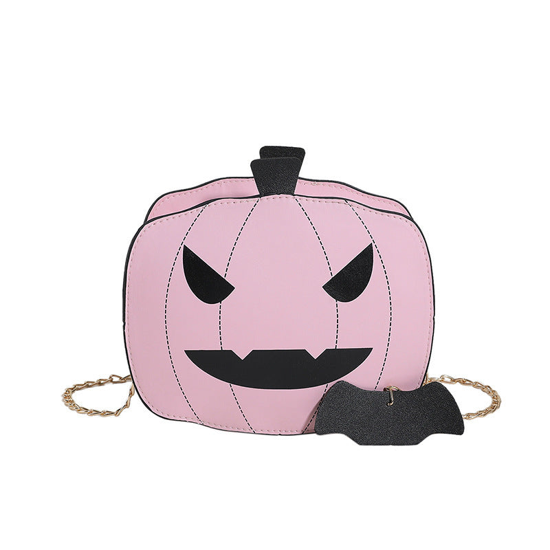 Bolso de hombro de calabaza de dibujos de Halloween para niñas, bolsos cruzados con cadena creativa y divertida con personalidad para mujer