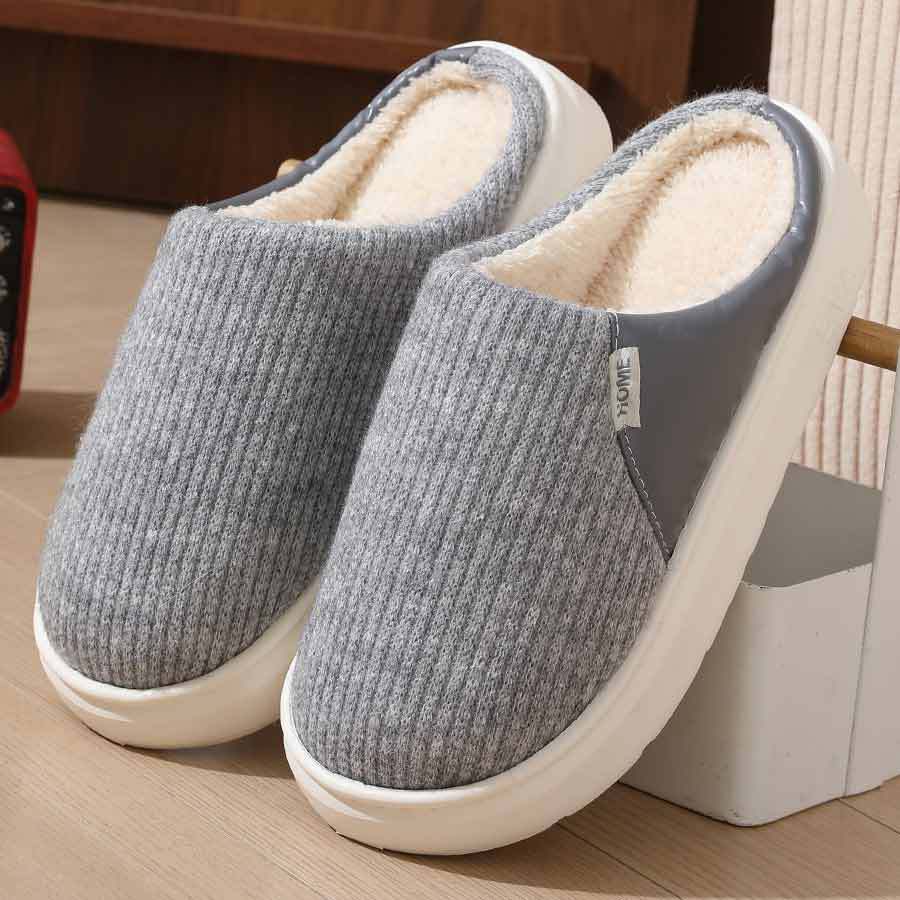 Winter Warm Plush Home Slippers Lightweight Thick Bottom Silent Non-slip Floor Bedroom Slippers Couple House Shoes Women Men