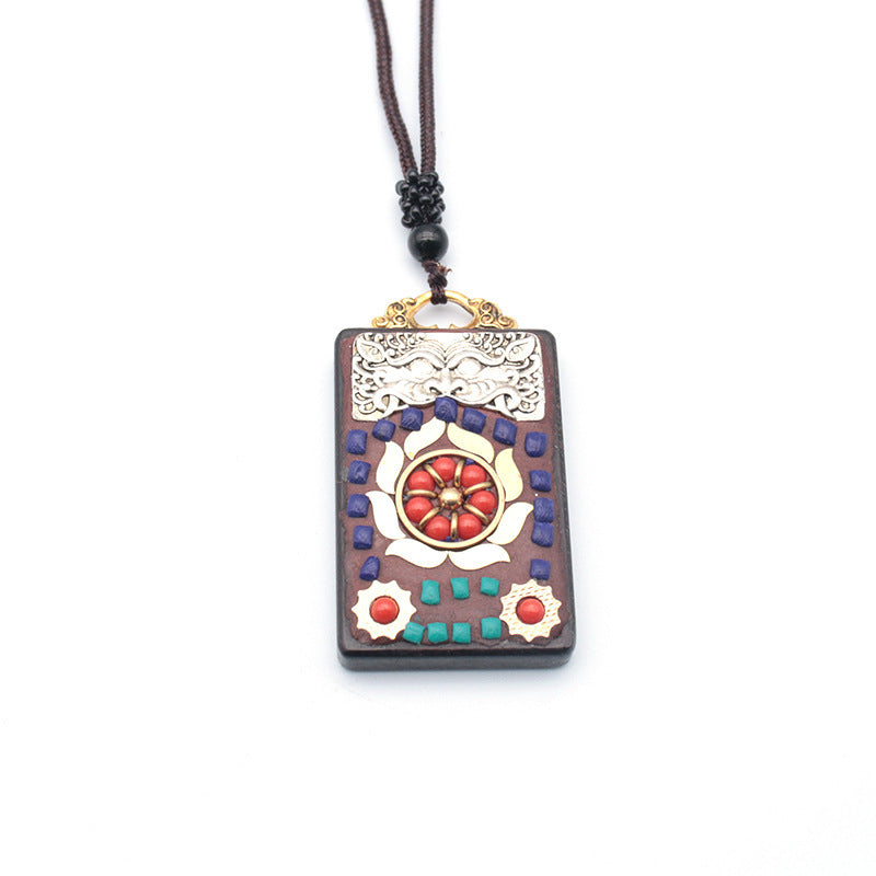 Tibetan Thangka Vintage Necklace Blackwood