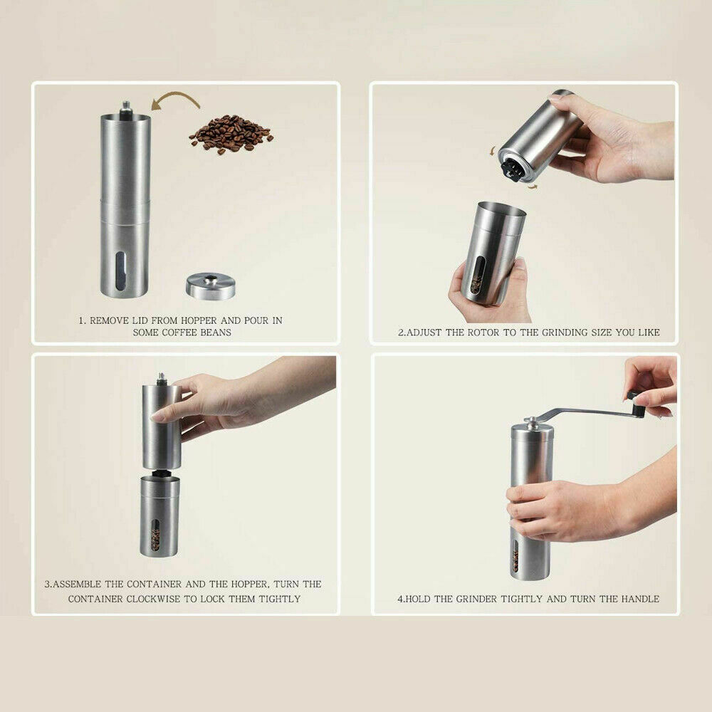 Hand Crank Pepper Conical Burr Grinder Coffee Beans Mill Muller Stainless Steel*Shipping to Germany only