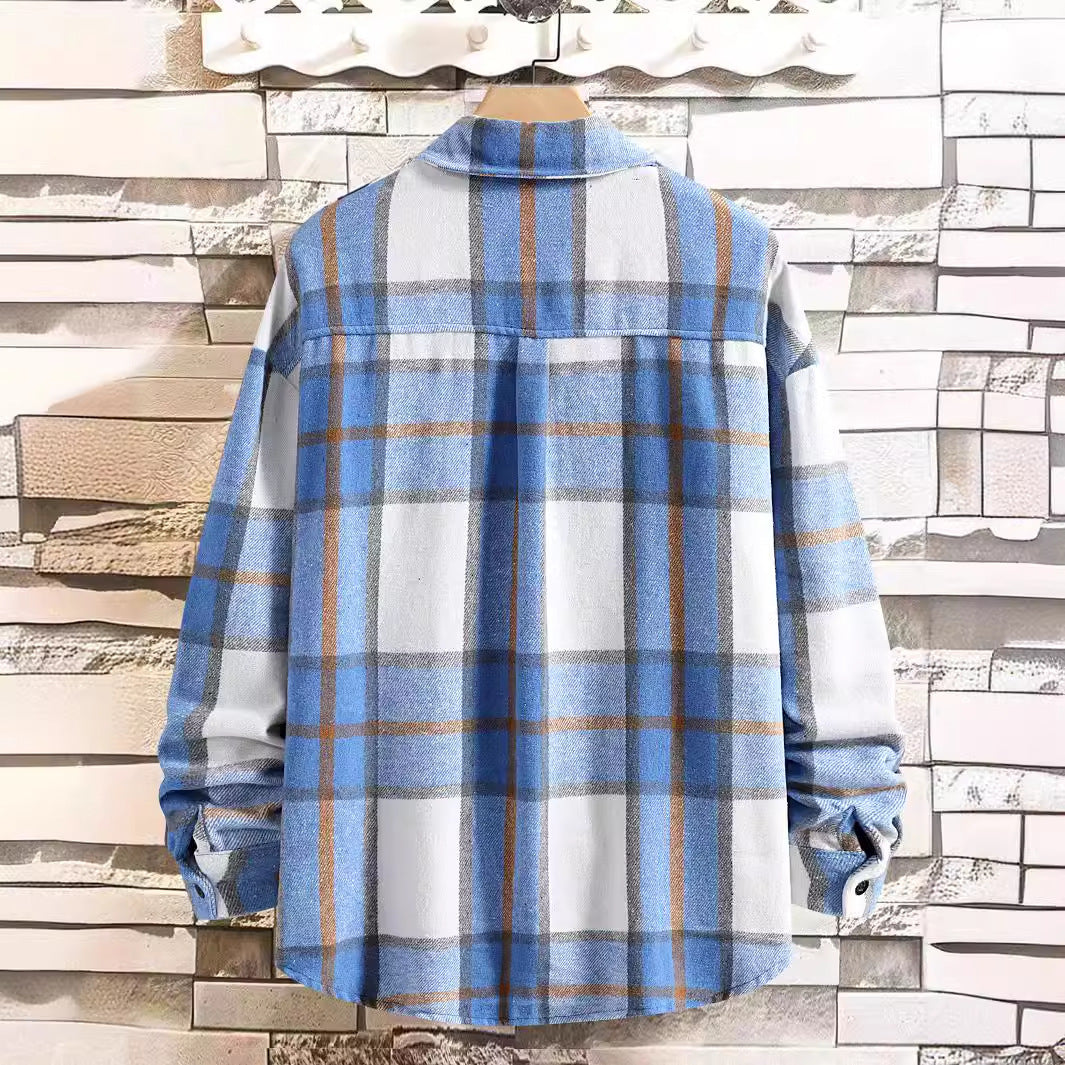 Men's Autumn And Winter Plaid Coat Shirt