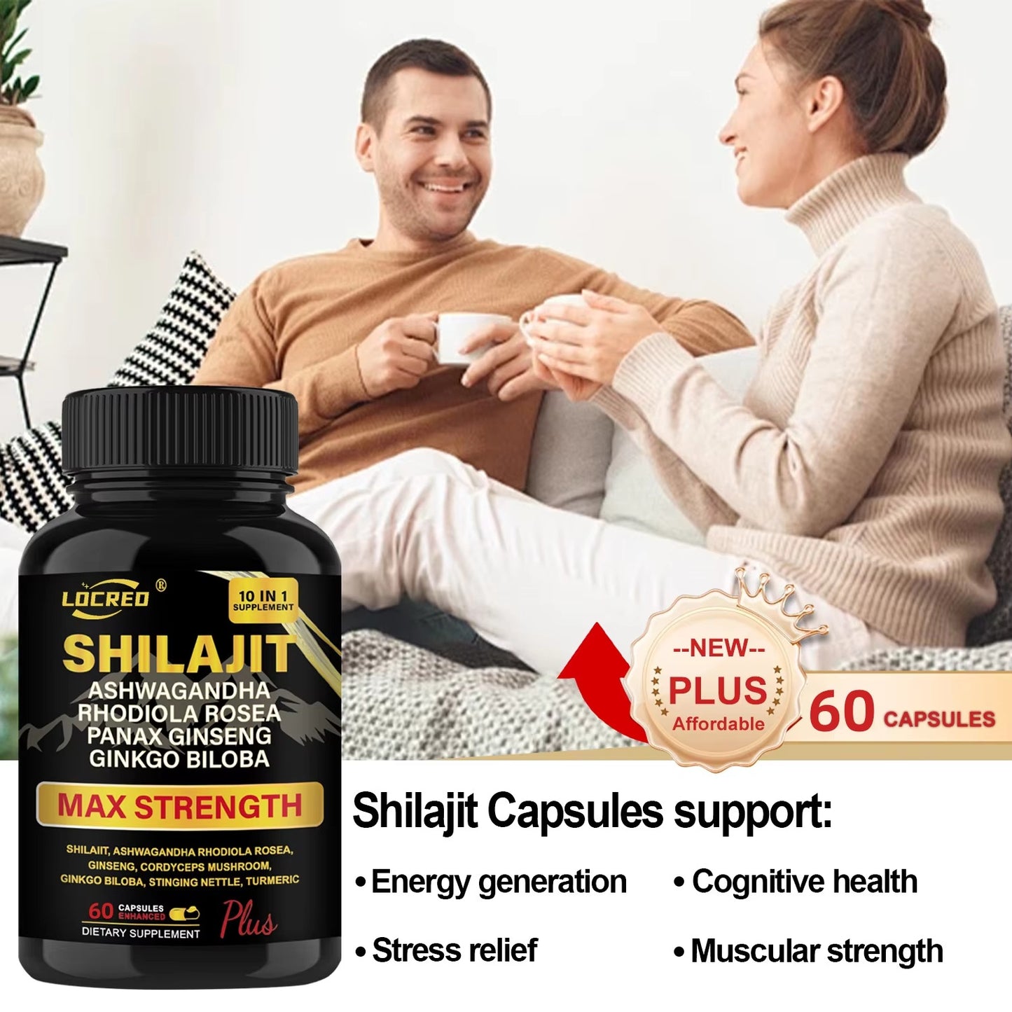 Shilajit Capsules Ashwagandha Extra Strength Dietary Supplement 60 Capsules*Shipping to US only