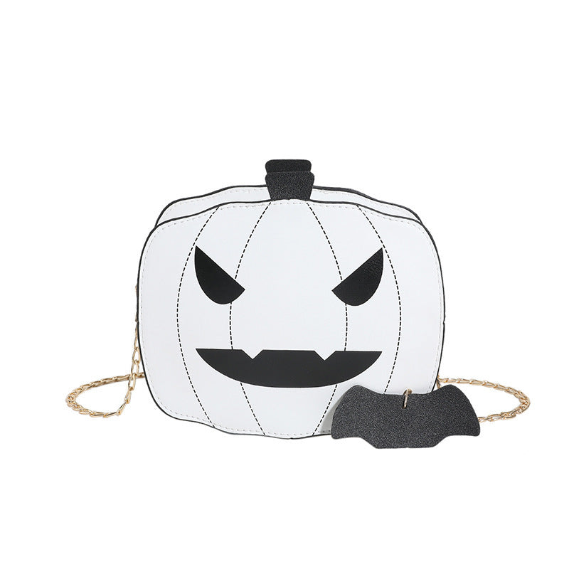 Bolso de hombro de calabaza de dibujos de Halloween para niñas, bolsos cruzados con cadena creativa y divertida con personalidad para mujer