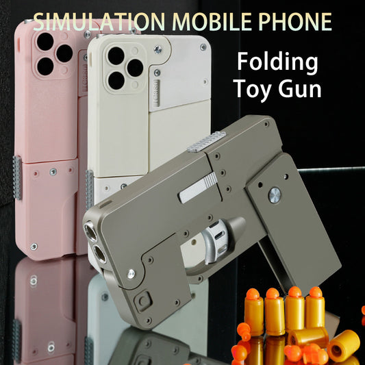 Folding Pistol Bullet Automatic Shell Throwing Toy Creative Soft Bullet Toy Mobile Phone Appearance Gun Outdoor Interactive Kid Gift*Shipping to US only