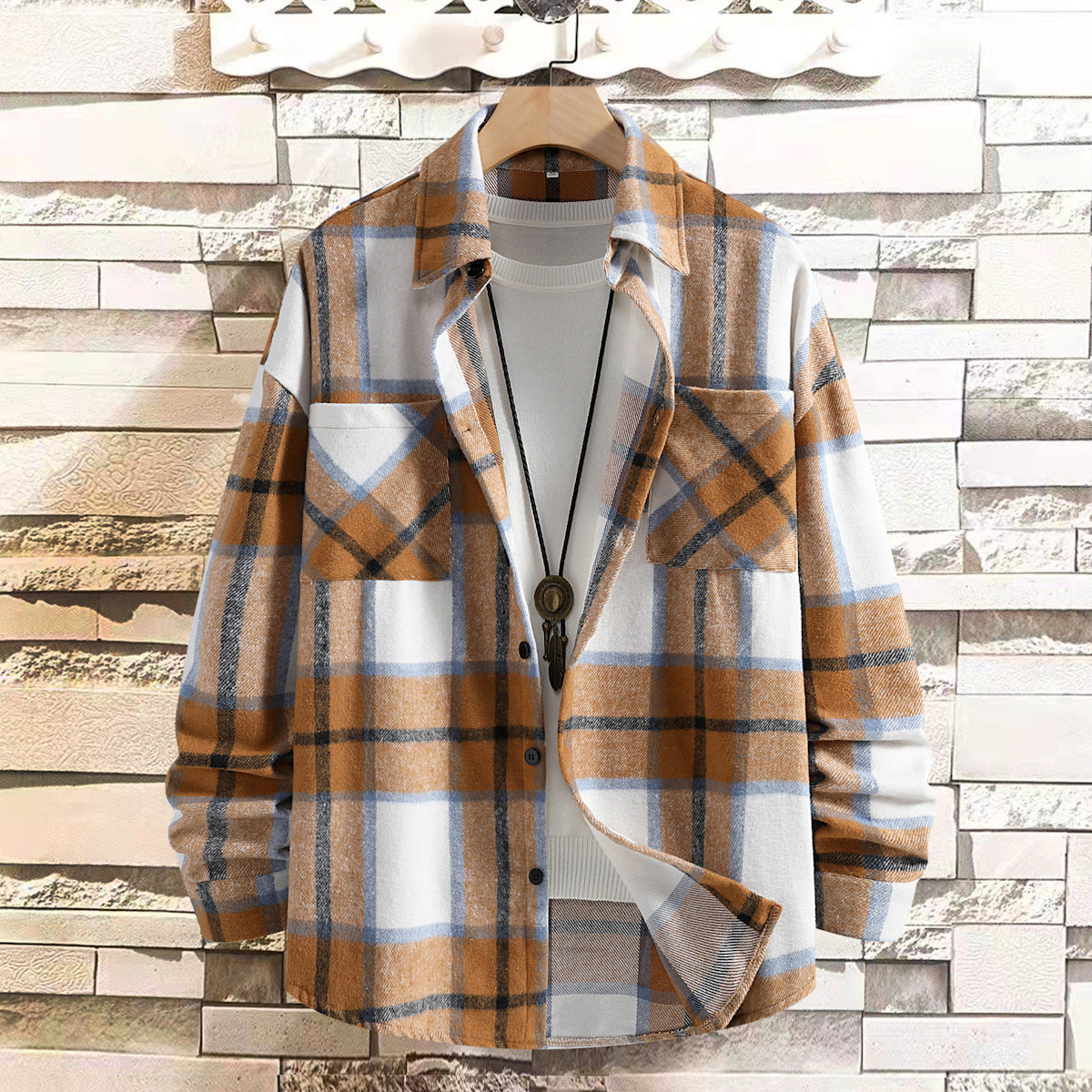 Men's Autumn And Winter Plaid Coat Shirt