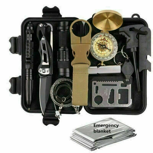 14-In-1 Outdoor Emergency Survival Kit Camping Hiking Tactical Gear Case Set Box*Shipping to US only