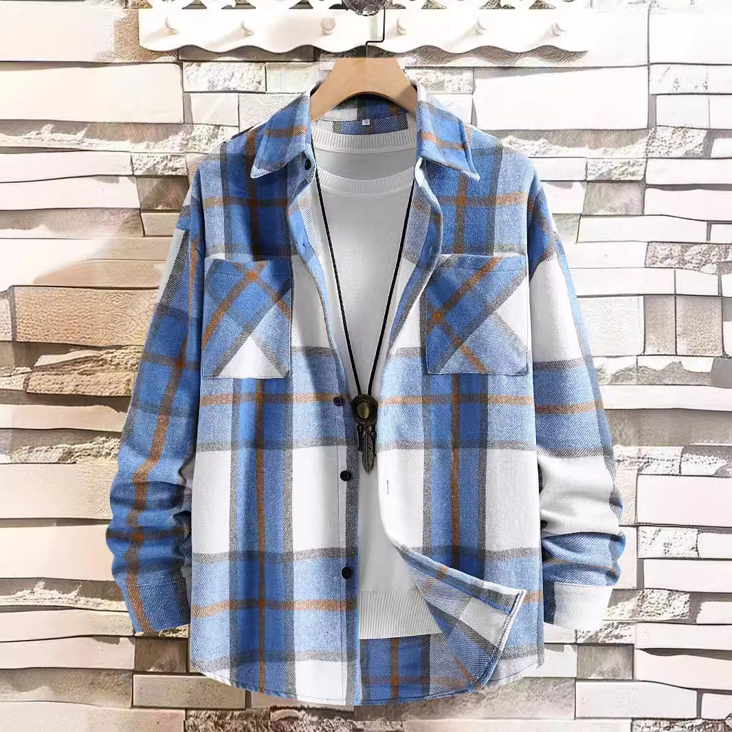 Men's Autumn And Winter Plaid Coat Shirt