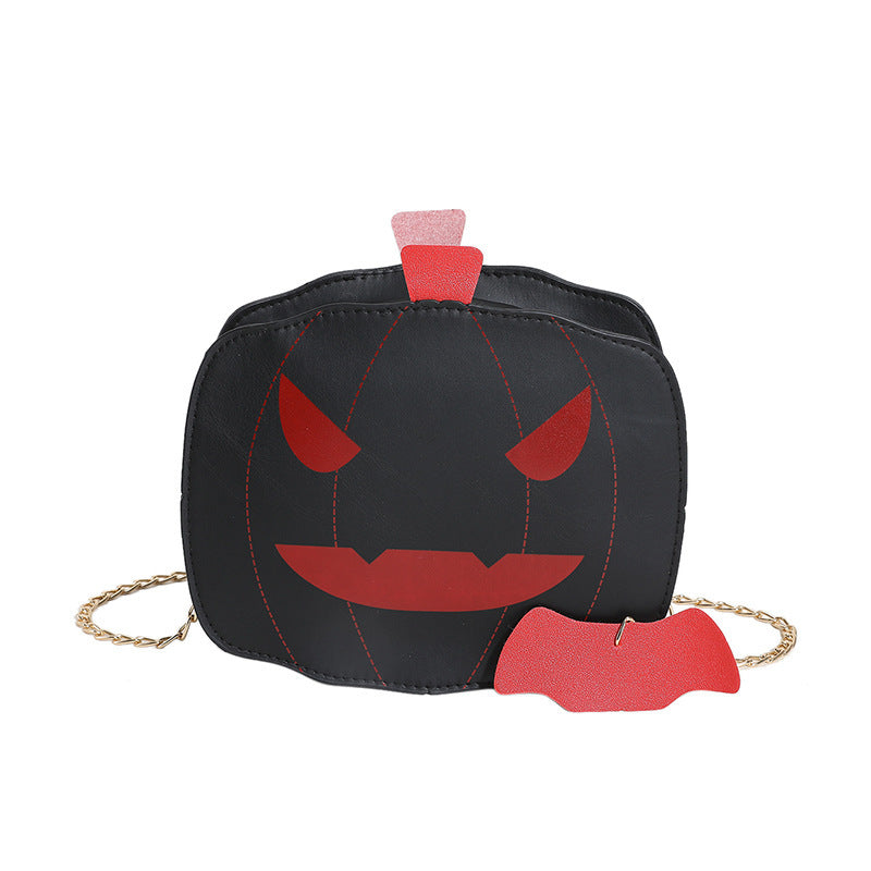 Bolso de hombro de calabaza de dibujos de Halloween para niñas, bolsos cruzados con cadena creativa y divertida con personalidad para mujer