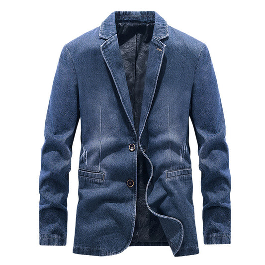 Youth Middle-aged Handsome Fit Suit Spring And Autumn Denim Jacket