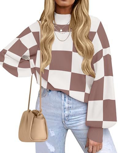 Women's Fashion High Collar Long Sleeve Striped Rib Sweater