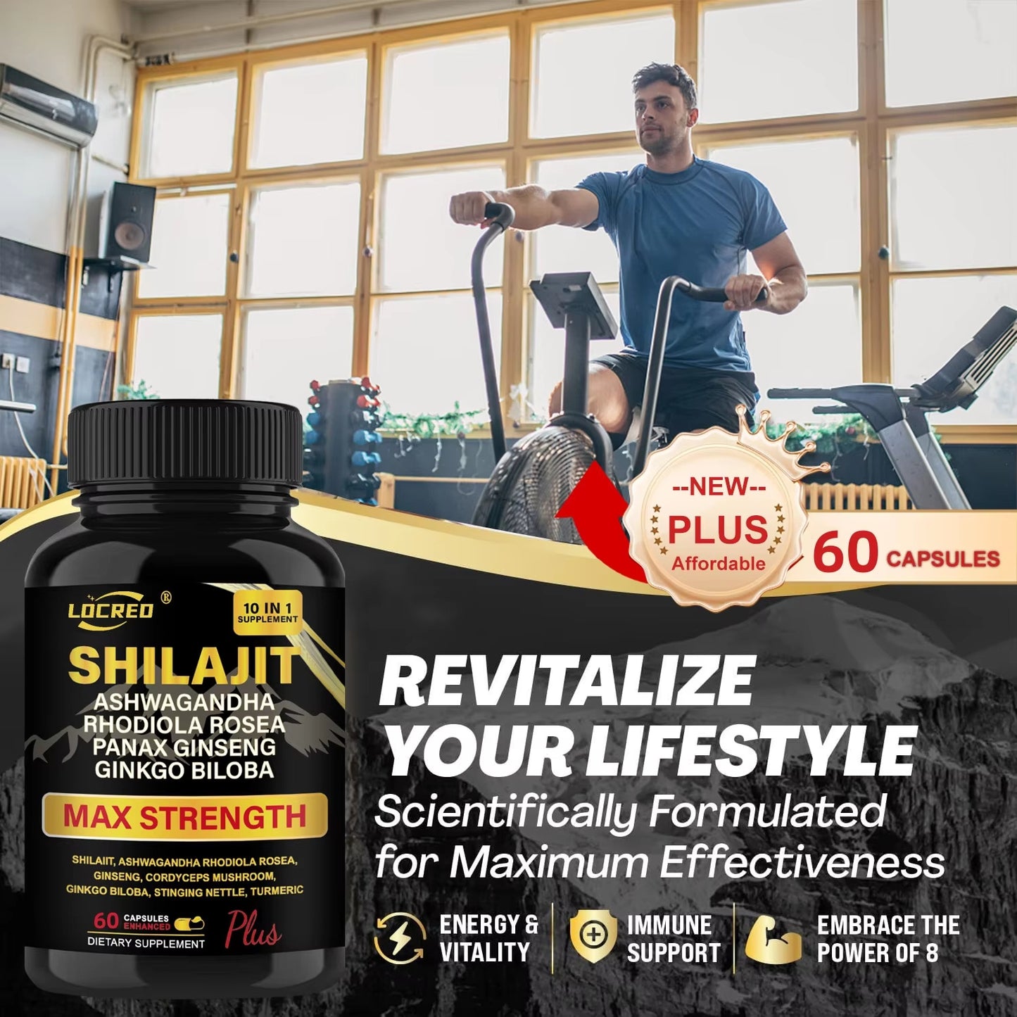 Shilajit Capsules Ashwagandha Extra Strength Dietary Supplement 60 Capsules*Shipping to US only