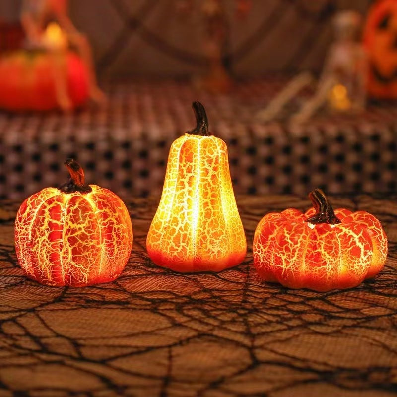 New Halloween Pumpkin Lantern Simulation Pumpkin LED Candle Lamp Resin Luminous Pumpkin