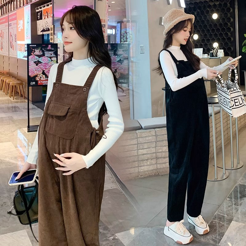 Corduroy Maternity Pants Thickened Autumn And Winter Suit Two-piece Set