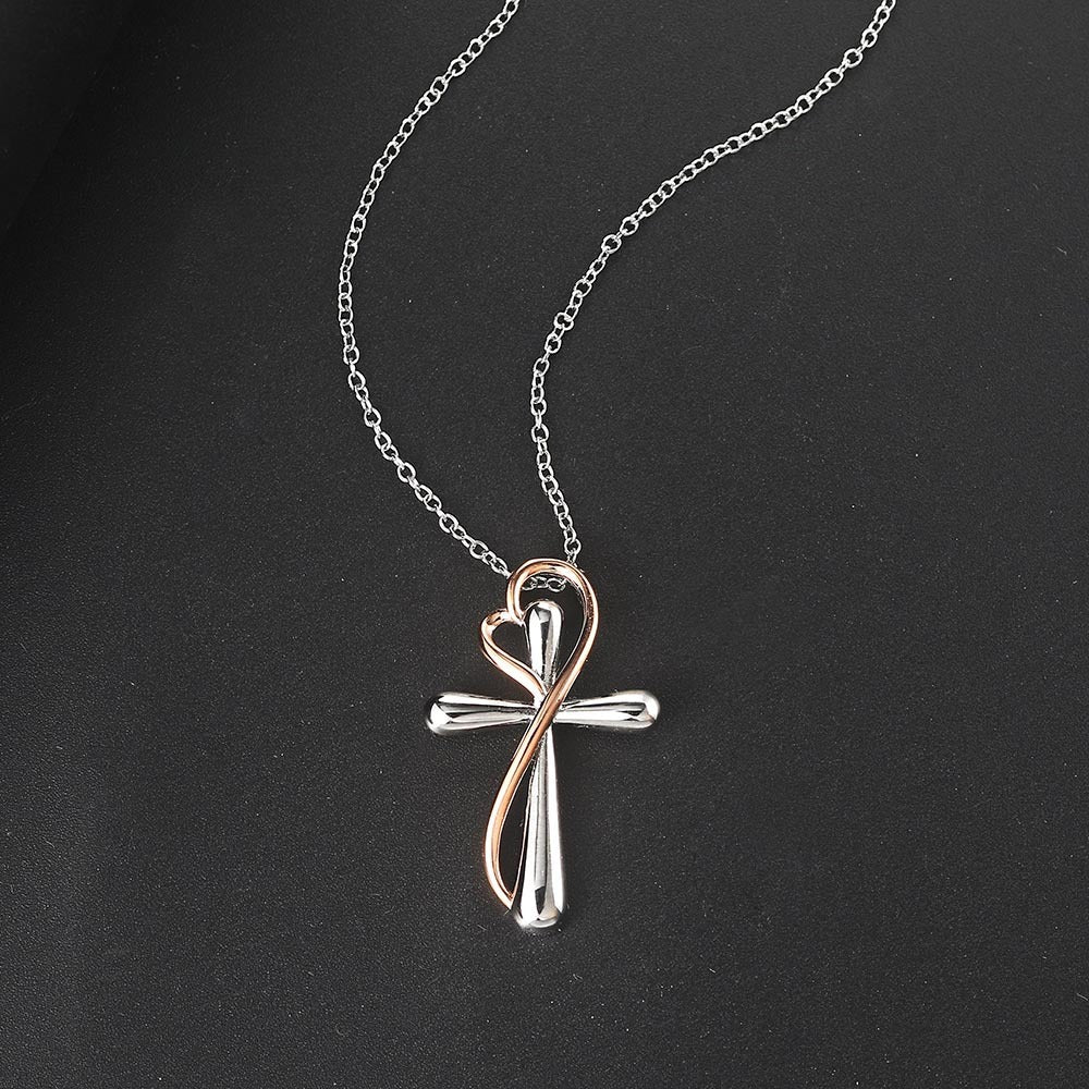 Heart-shaped Cross Necklace Simple Color Separation Electroplating*Shipping to US only