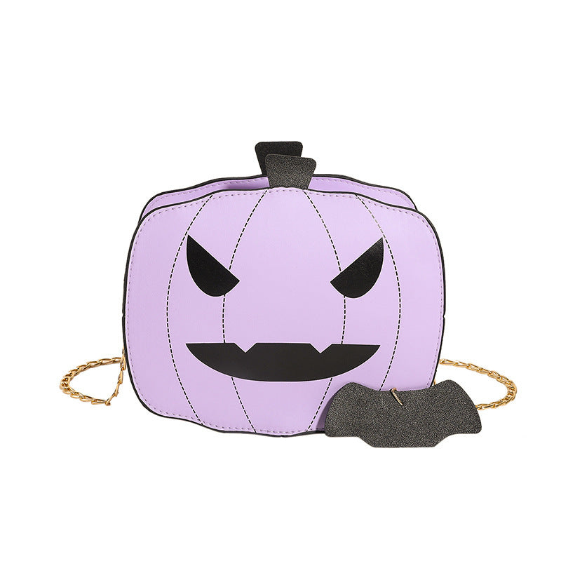 Bolso de hombro de calabaza de dibujos de Halloween para niñas, bolsos cruzados con cadena creativa y divertida con personalidad para mujer