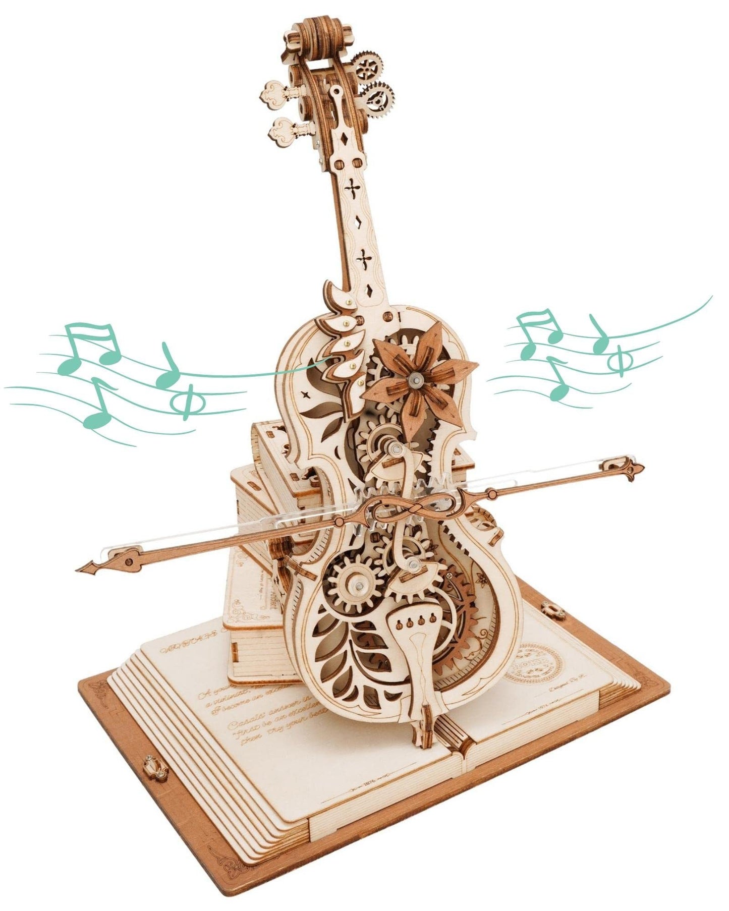 Robotime ROKR Magic Cello Mechanical Music Box Moveable Stem Funny Creative Toys For Child Girls 3D Wooden Puzzle AMK63*Shipping to US only