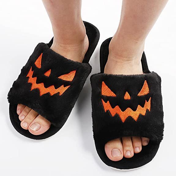 Zapatos de Halloween Zapatillas de casa cálidas y lindas de invierno para mujer